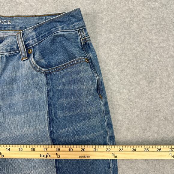 American Eagle Jeans WMNS 16L Blue Vintage Hi-Rise Two Tone Frayed Hem Festival - Picture 9 of 12
